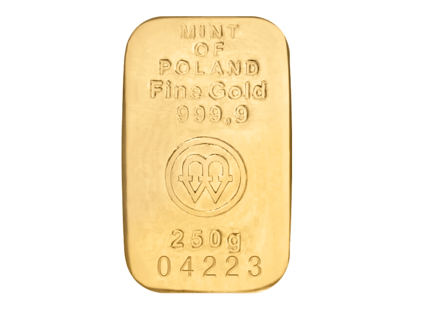 Sztabka Złota – Mennica Polska – 250 g (odlewana)